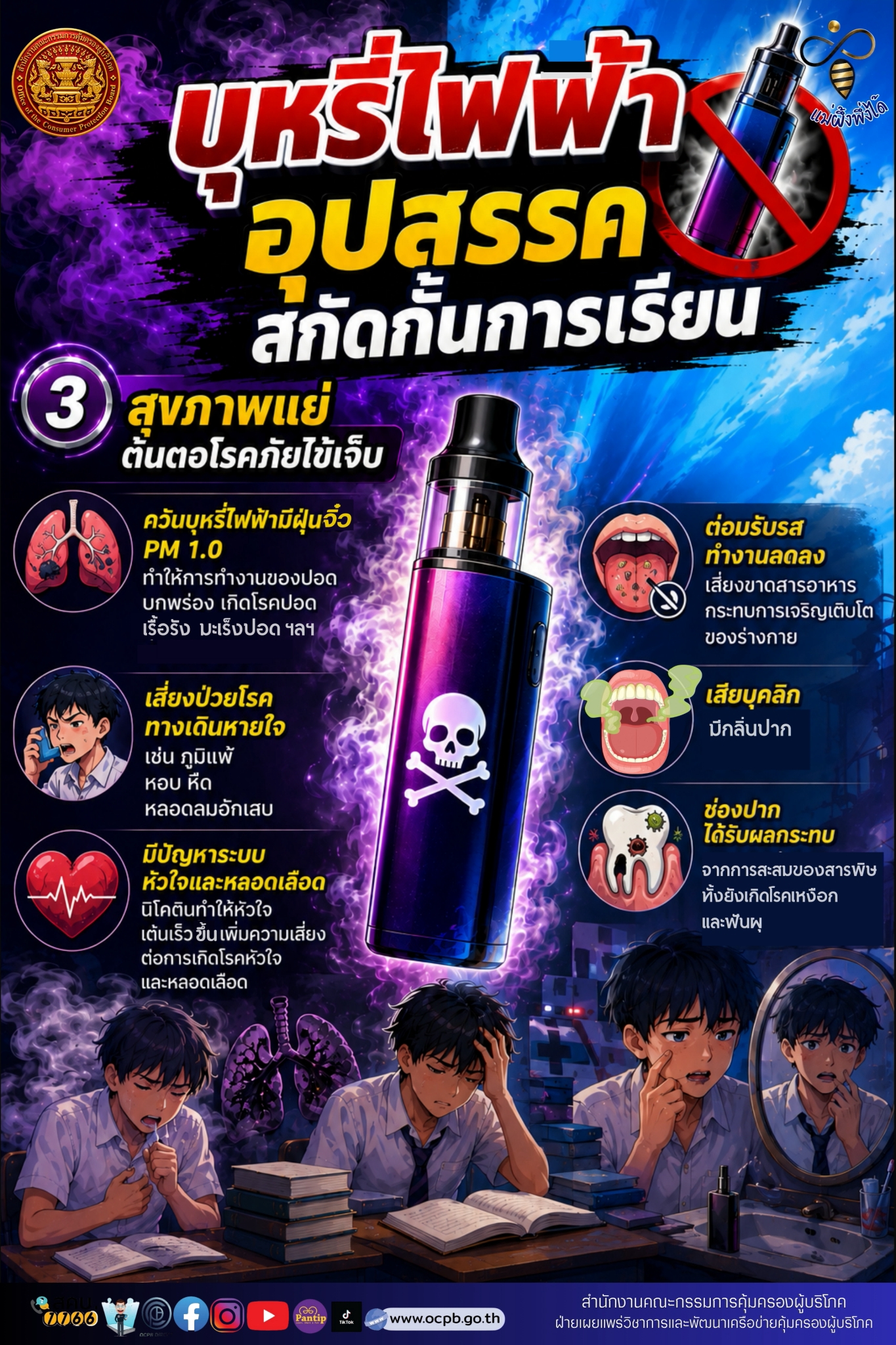 บุหรี่ไฟฟ้าอุปสรรคสกัดกั้นการเรียน